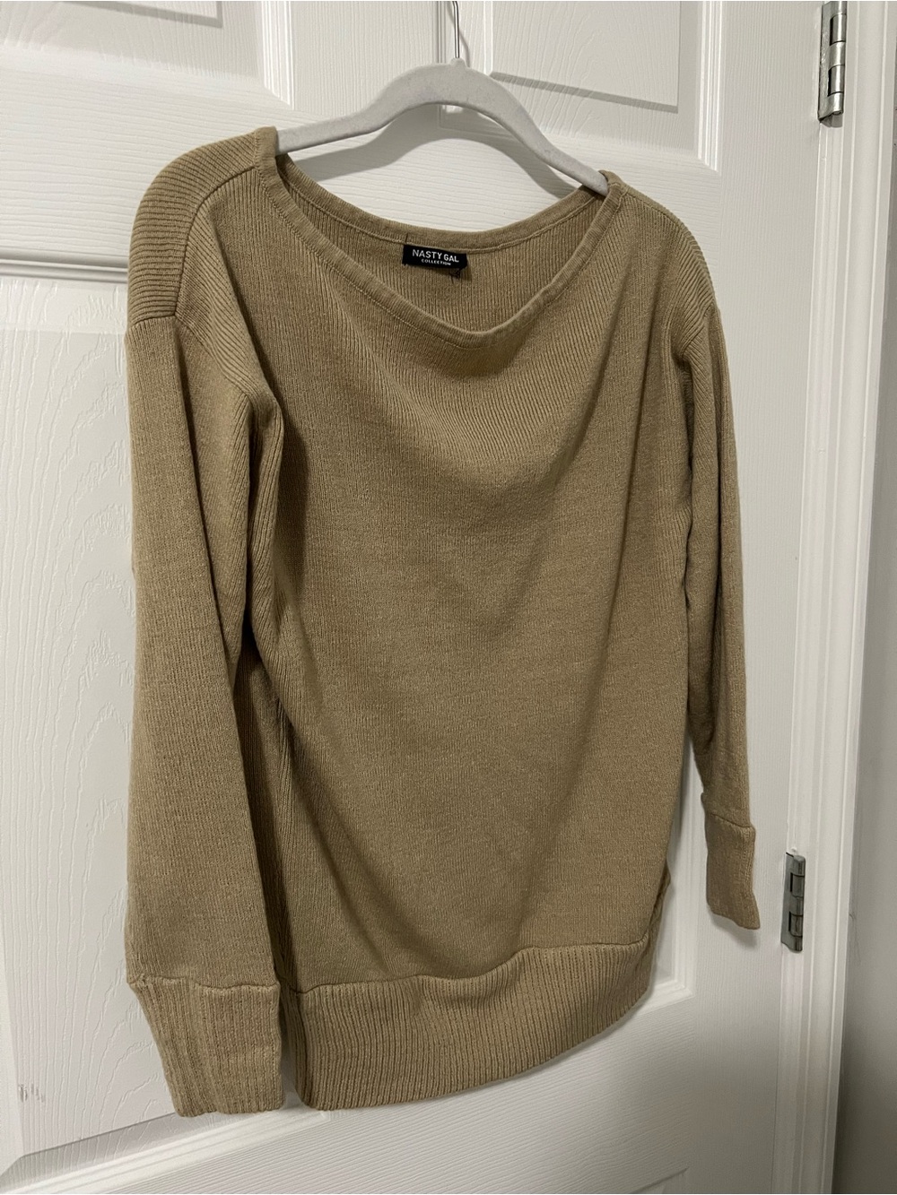 Nasty Gal Tan Scoop Neck Knit Sweater
